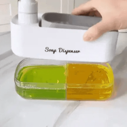 3-In-1 Dish Soap Pump Dispenser With Sponge Holder For Kitchen Sink